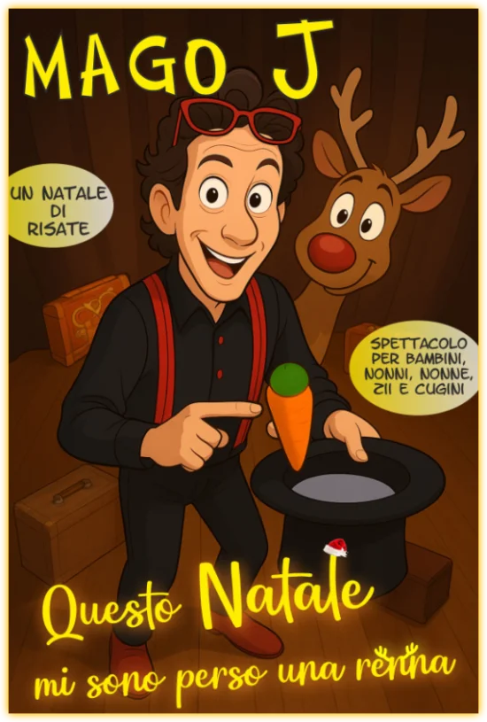 Mago J durante lo spettacolo di Natale per bambini